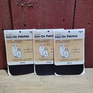 Vintage Dritz Black Corduroy Iron On Patches - (3) Packs Of 2 Ea. 5" x 5 1/2"